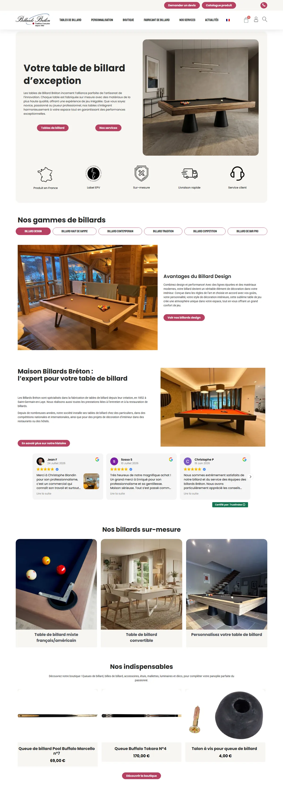 Aperçu du site Billards Bréton